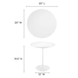 Modway Furniture Lippa 20" Round Side Table White White EEI-5678-WHI-WHI