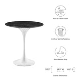 Lippa 20" Round Artificial Marble Side Table White Black EEI-5680-WHI-BLK