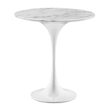 Lippa 20" Round Artificial Marble Side Table White White EEI-5680-WHI-WHI