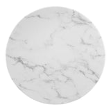 Lippa 20" Round Artificial Marble Side Table White White EEI-5680-WHI-WHI