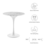 Lippa 20" Round Artificial Marble Side Table White White EEI-5680-WHI-WHI