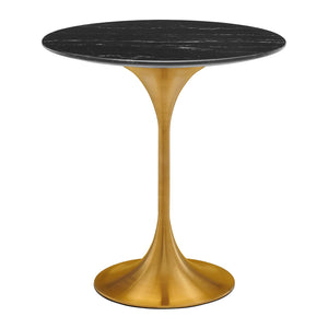 Modway Furniture Lippa 20" Round Artificial Marble Side Table XRXT Gold Black EEI-5685-GLD-BLK