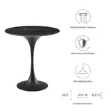 Modway Furniture Lippa 20" Round Artificial Marble Side Table XRXT Black Black EEI-5690-BLK-BLK