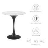 Modway Furniture Lippa 20" Round Artificial Marble Side Table XRXT Black White EEI-5690-BLK-WHI