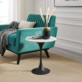 Modway Furniture Lippa 20" Round Artificial Marble Side Table XRXT Black White EEI-5690-BLK-WHI