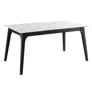 Juxtapose 63" Rectangular Performance Artificial Marble Dining Table Black White EEI-5693-BLK-WHI