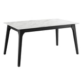 Juxtapose 63" Rectangular Performance Artificial Marble Dining Table Black White EEI-5693-BLK-WHI