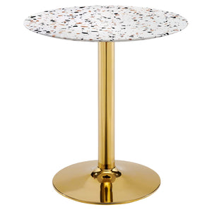 Modway Furniture Verne 28" Round Terrazzo Dining Table XRXT Gold White EEI-5701-GLD-WHI