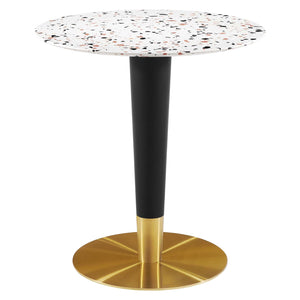 Modway Furniture Zinque 28" Round Terrazzo Dining Table XRXT Gold White EEI-5702-GLD-WHI