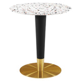 Modway Furniture Zinque 28" Round Terrazzo Dining Table XRXT Gold White EEI-5702-GLD-WHI