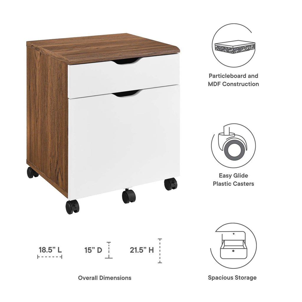 Modway Furniture Envision Wood File Cabinet XRXT Walnut White EEI-5706-WAL-WHI