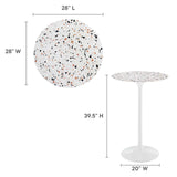 Modway Furniture Lippa 28" Round Terrazzo Bar Table White White EEI-5707-WHI-WHI