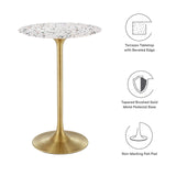 Modway Furniture Lippa 28" Round Terrazzo Bar Table Gold White EEI-5708-GLD-WHI