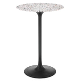 Modway Furniture Lippa 28" Round Terrazzo Bar Table Black White EEI-5709-BLK-WHI
