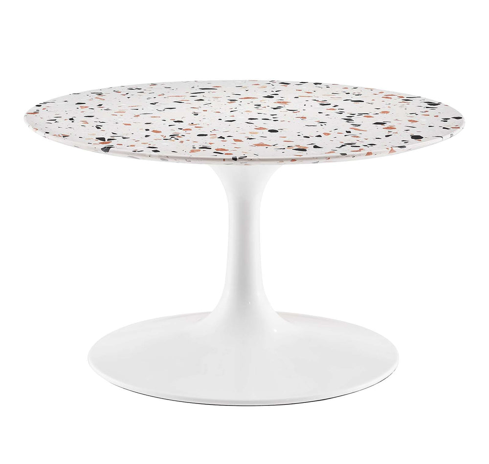 Modway Furniture Lippa 28" Round Terrazzo Coffee Table White White EEI-5710-WHI-WHI