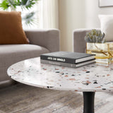 Modway Furniture Lippa 28" Round Terrazzo Coffee Table Black White EEI-5712-BLK-WHI