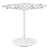 Modway Furniture Lippa 36" Round Terrazzo Dining Table White White EEI-5713-WHI-WHI