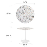 Modway Furniture Lippa 36" Round Terrazzo Dining Table White White EEI-5713-WHI-WHI