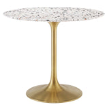 Modway Furniture Lippa 36" Round Terrazzo Dining Table Gold White EEI-5715-GLD-WHI