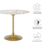 Modway Furniture Lippa 36" Round Terrazzo Dining Table Gold White EEI-5715-GLD-WHI