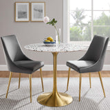 Modway Furniture Lippa 36" Round Terrazzo Dining Table Gold White EEI-5715-GLD-WHI