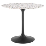 Modway Furniture Lippa 36" Round Terrazzo Dining Table Black White EEI-5716-BLK-WHI