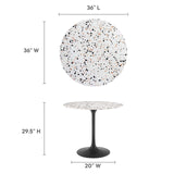 Modway Furniture Lippa 36" Round Terrazzo Dining Table Black White EEI-5716-BLK-WHI