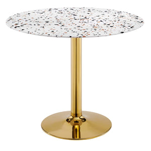 Modway Furniture Verne 36" Round Terrazzo Dining Table XRXT Gold White EEI-5717-GLD-WHI