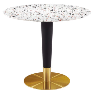 Modway Furniture Zinque 36" Round Terrazzo Dining Table XRXT Gold White EEI-5718-GLD-WHI