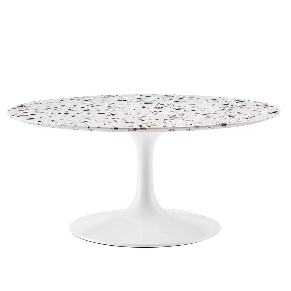 Modway Furniture Lippa 36" Round Terrazzo Coffee Table White White EEI-5719-WHI-WHI