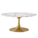 Modway Furniture Lippa 36" Round Terrazzo Coffee Table Gold White EEI-5720-GLD-WHI