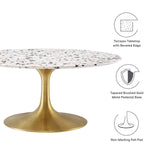 Modway Furniture Lippa 36" Round Terrazzo Coffee Table Gold White EEI-5720-GLD-WHI