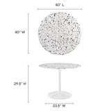 Modway Furniture Lippa 40" Round Terrazzo Dining Table White White EEI-5722-WHI-WHI