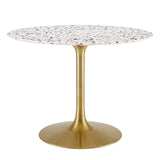 Modway Furniture Lippa 40" Round Terrazzo Dining Table Gold White EEI-5724-GLD-WHI