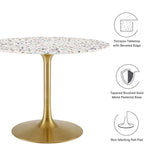 Modway Furniture Lippa 40" Round Terrazzo Dining Table Gold White EEI-5724-GLD-WHI