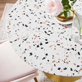 Modway Furniture Lippa 40" Round Terrazzo Dining Table Gold White EEI-5724-GLD-WHI