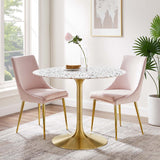 Modway Furniture Lippa 40" Round Terrazzo Dining Table Gold White EEI-5724-GLD-WHI