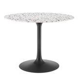 Modway Furniture Lippa 40" Round Terrazzo Dining Table Black White EEI-5725-BLK-WHI