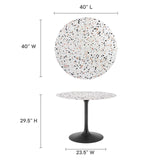 Modway Furniture Lippa 40" Round Terrazzo Dining Table Black White EEI-5725-BLK-WHI