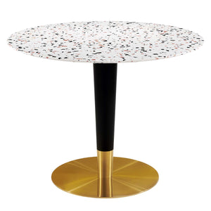 Modway Furniture Zinque 40" Round Terrazzo Dining Table XRXT Gold White EEI-5727-GLD-WHI