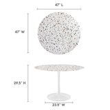 Modway Furniture Lippa 47" Round Terrazzo Dining Table White White EEI-5728-WHI-WHI