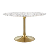 Modway Furniture Lippa 47" Round Terrazzo Dining Table Gold White EEI-5730-GLD-WHI