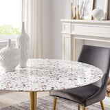 Modway Furniture Lippa 47" Round Terrazzo Dining Table Gold White EEI-5730-GLD-WHI