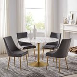 Modway Furniture Lippa 47" Round Terrazzo Dining Table Gold White EEI-5730-GLD-WHI