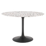 Modway Furniture Lippa 47" Round Terrazzo Dining Table Black White EEI-5731-BLK-WHI