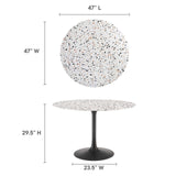 Modway Furniture Lippa 47" Round Terrazzo Dining Table Black White EEI-5731-BLK-WHI