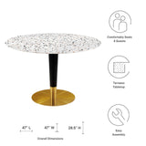 Modway Furniture Zinque 47" Round Terrazzo Dining Table XRXT Gold White EEI-5732-GLD-WHI