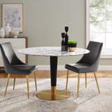 Modway Furniture Zinque 47" Round Terrazzo Dining Table XRXT Gold White EEI-5732-GLD-WHI