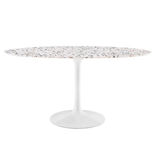 Modway Furniture Lippa 60" Oval Terrazzo Dining Table White White EEI-5734-WHI-WHI