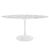 Modway Furniture Lippa 60" Oval Terrazzo Dining Table White White EEI-5734-WHI-WHI